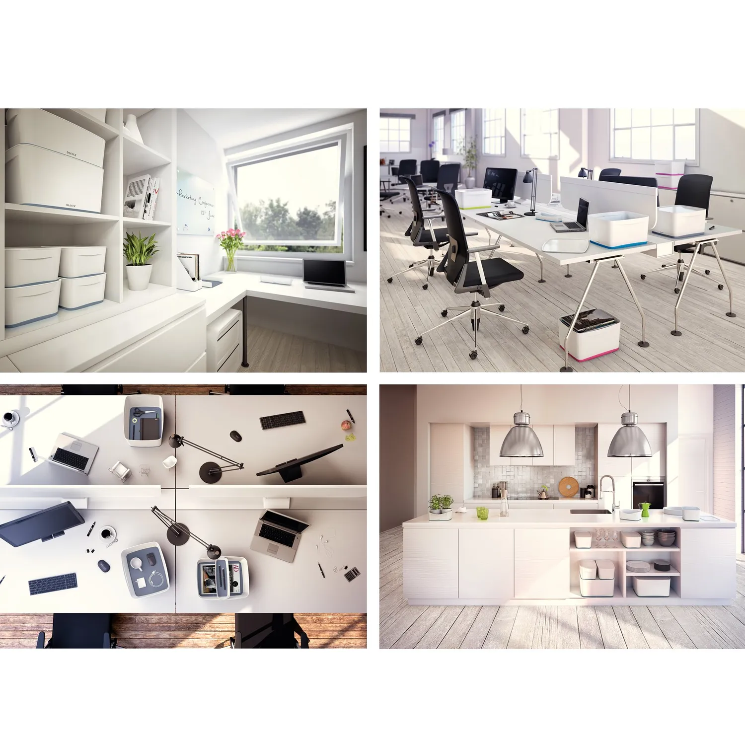Leitz MyBox Vaschetta Portaoggetti Piccola Bianco Grigio Antiscivolo