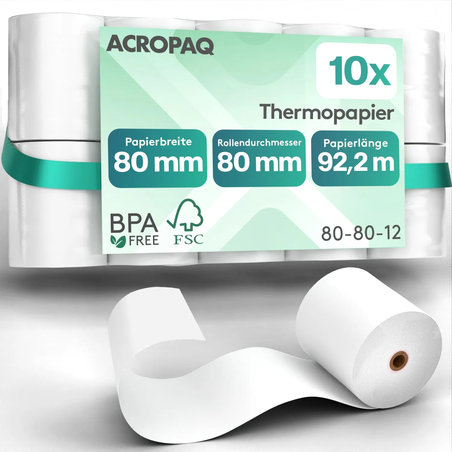 Acropaq Rotoli Registratore Cassa Termici 80x80 10 pz