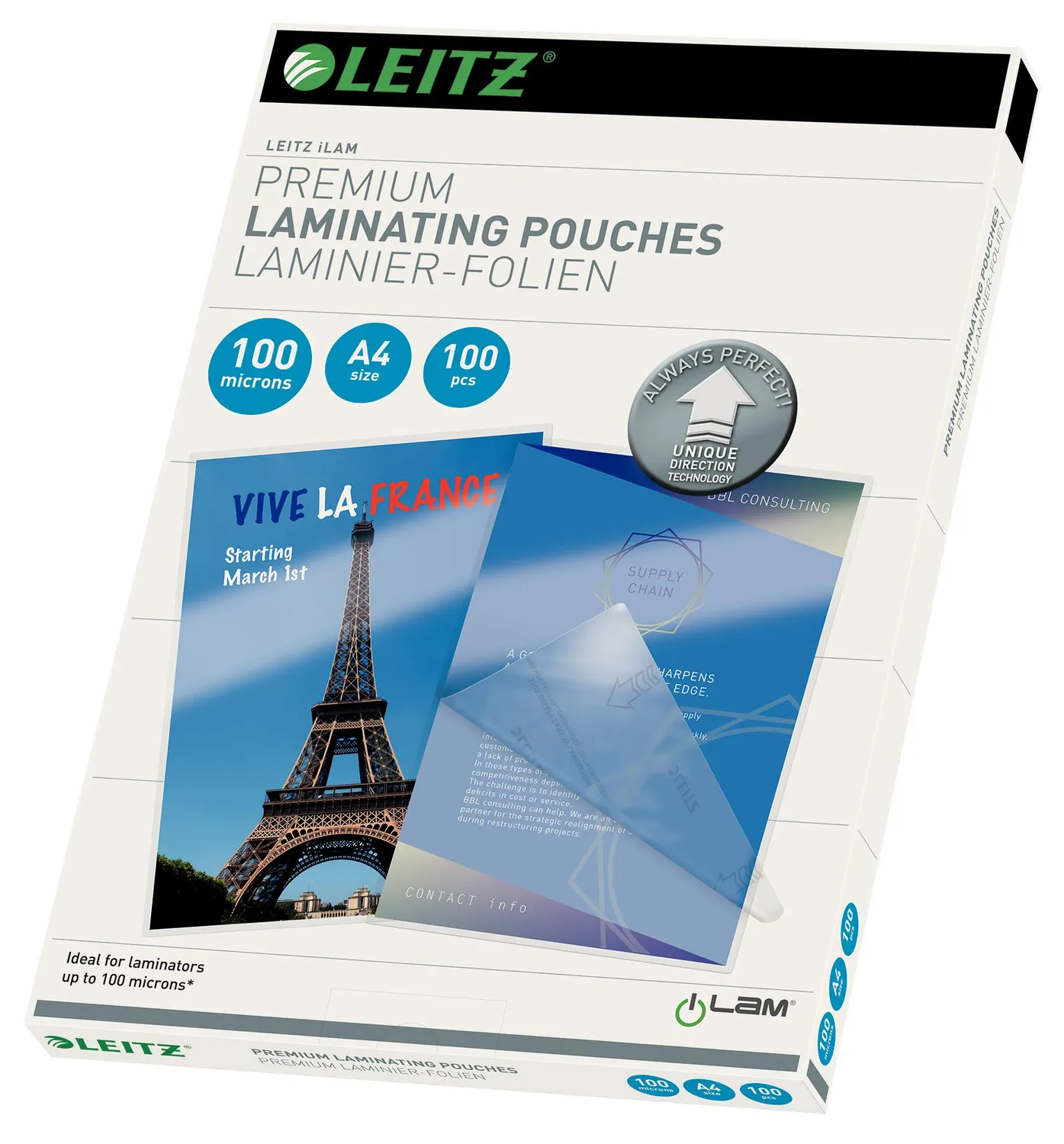 Leitz 74880000 pouch A3 2x125 micron lucide 100 pezzi