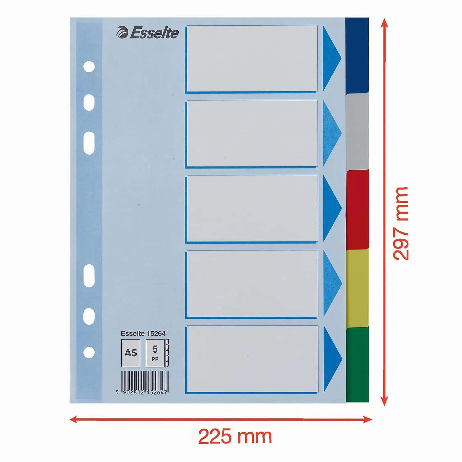 Esselte 15264 Divisori 5 Tasti A5 Multicolore