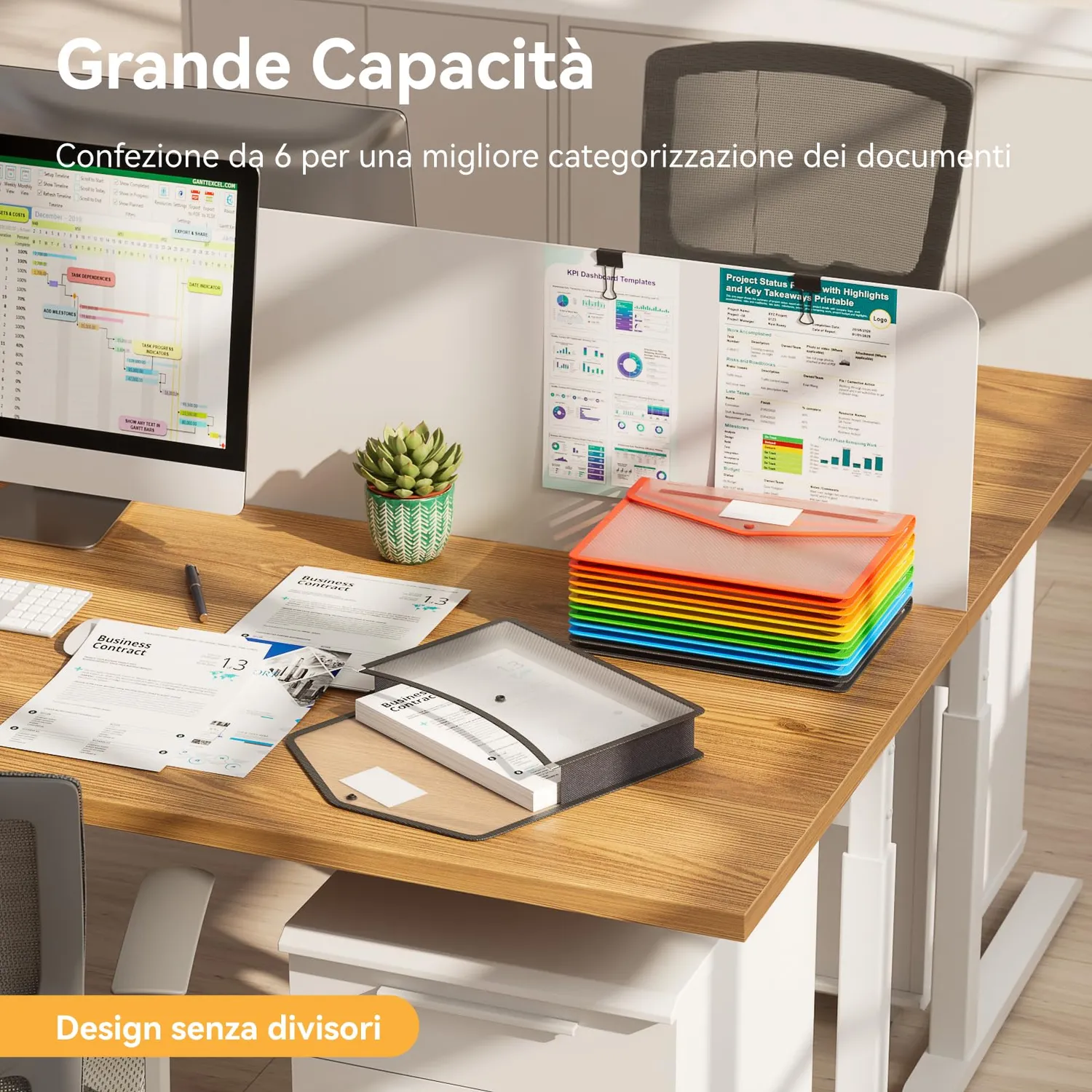 ABClife Cartelle A4 Plastica 6 Pezzi Colorate Bottone