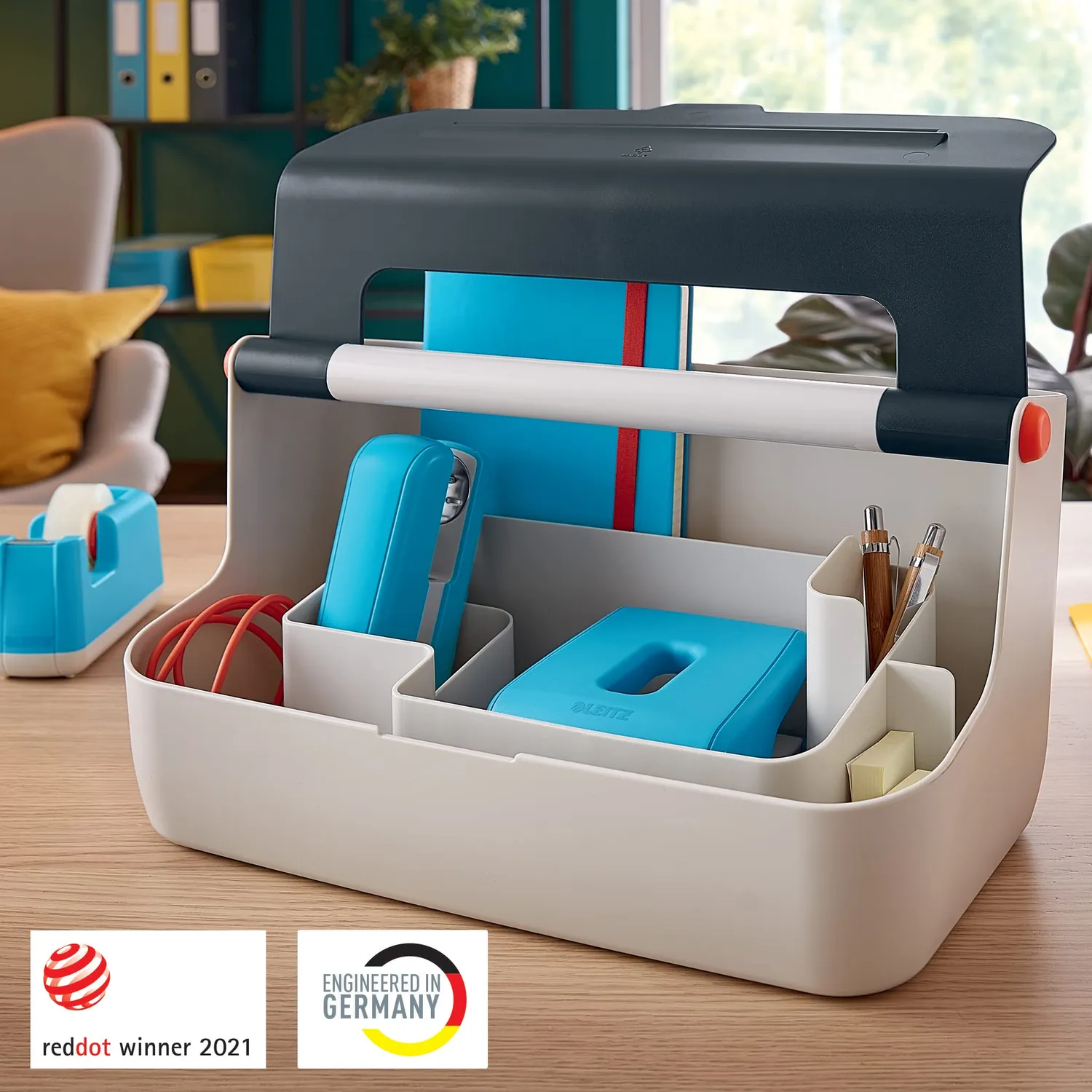 Leitz Cosy cassetta portaoggetti maniglia grigio velluto A4