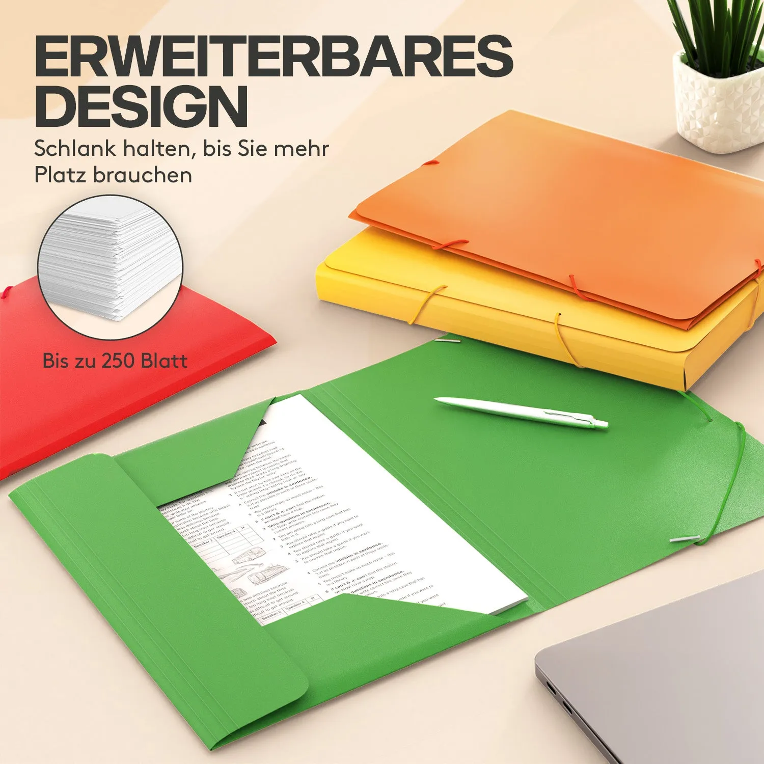 ACROPAQ Cartelline Elastico A4 10 Pezzi 10 Colori 200 Fogli