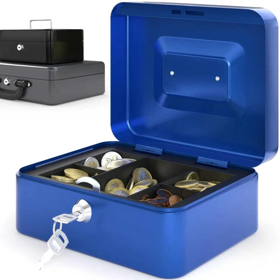 ACROPAQ cassetta portavalori metallo blu 20x16x9 cm
