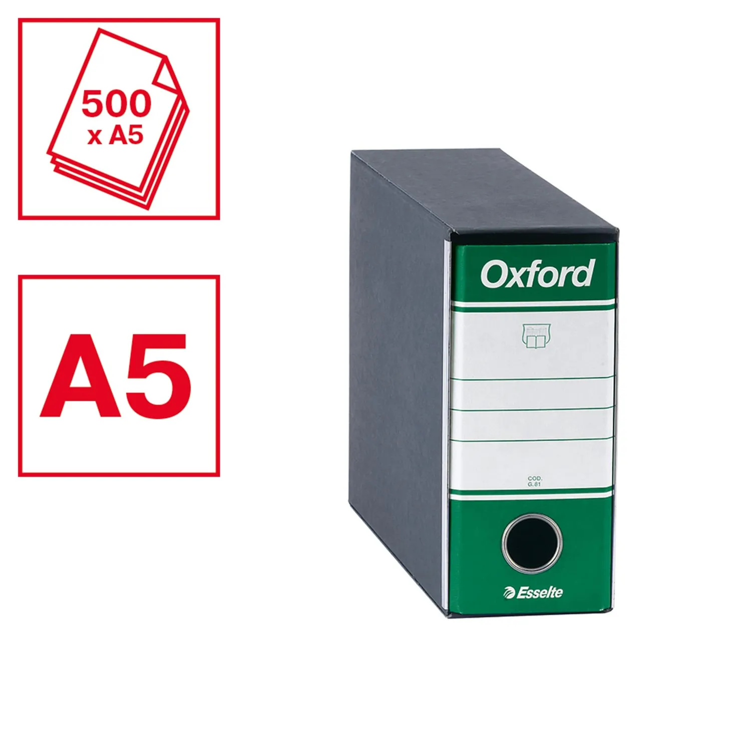Oxford G81 390781180 registratore memorandum leva verde 8 cm