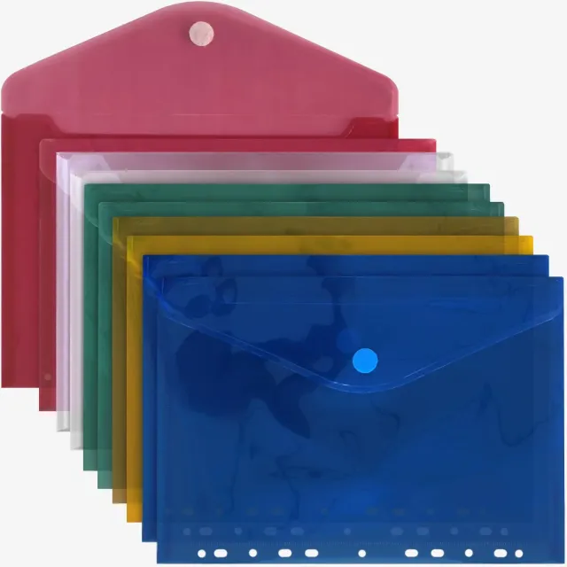 ACROPAQ Buste Portadocumenti A4 Forate Velcro 10 pz Colori