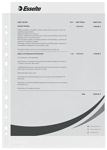 Oxford Esselte Buste Trasparenti A4 100 Pezzi Opache 56171