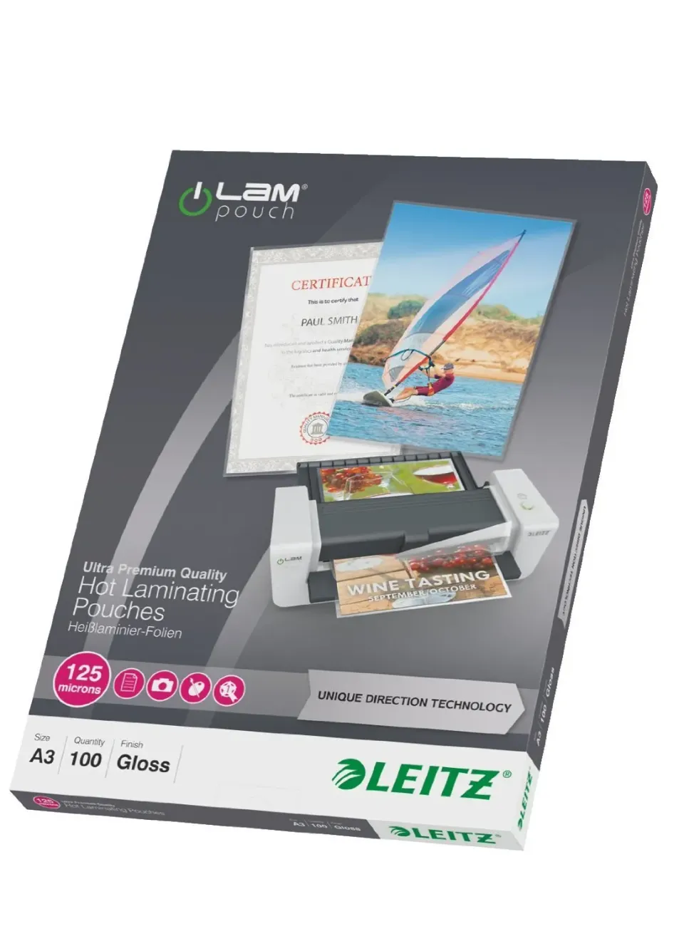 Leitz 74880000 pouch A3 2x125 micron lucide 100 pezzi