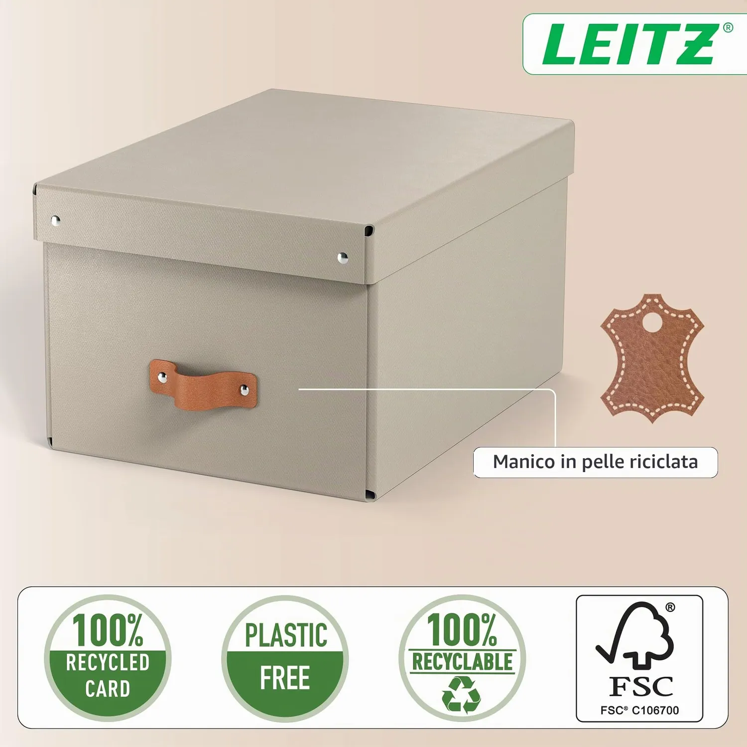 Leitz Puro Scatole Medie Portaoggetti Tortora 2 Pezzi 17 L