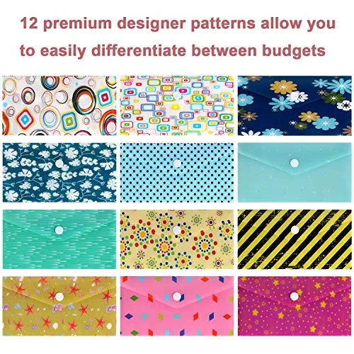 ABClife Buste Denaro Budget 12 Pezzi Colorate Impermeabili