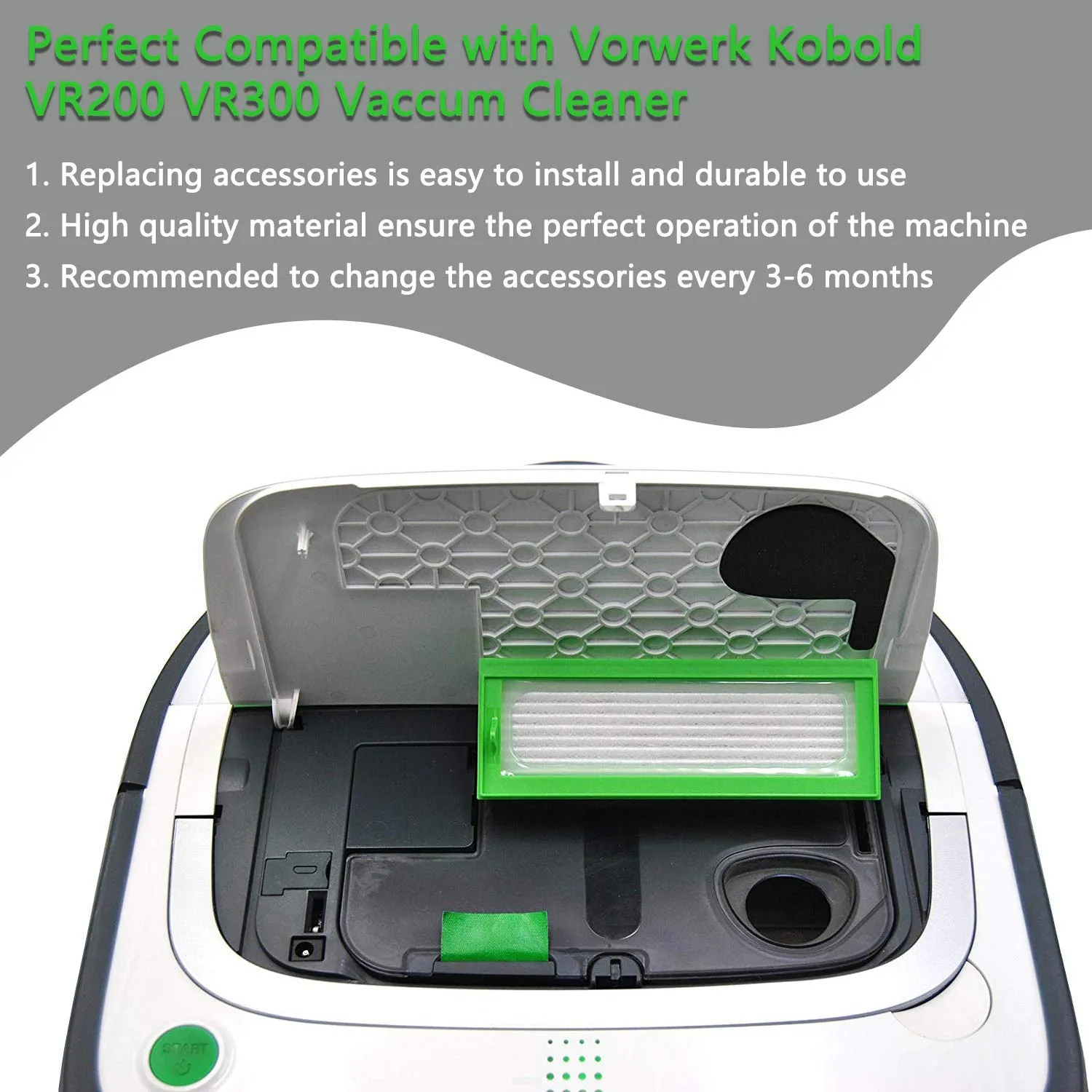 ABClife kit ricambi Vorwerk Kobold VR200 VR300 11 pezzi