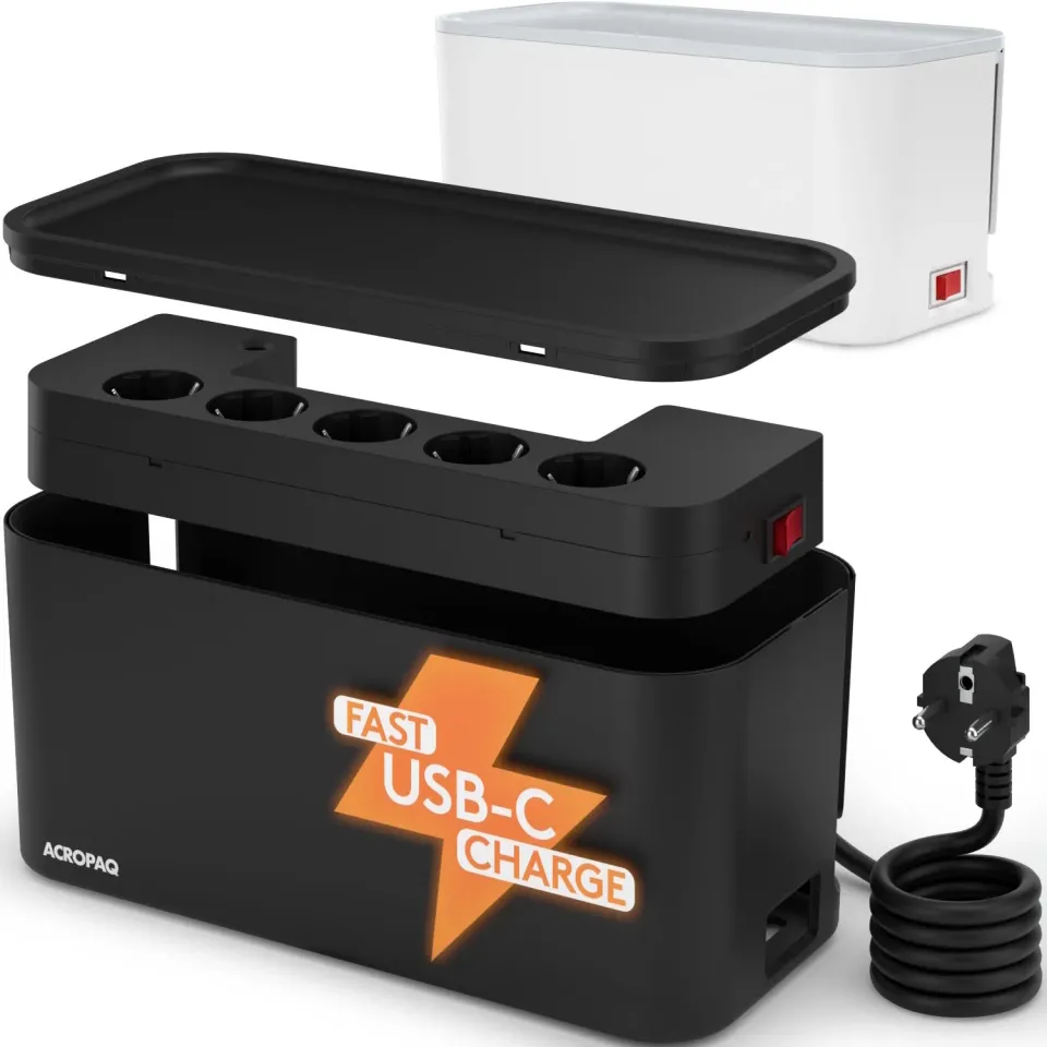 ACROPAQ multipresa 5 posti + 3 USB nera con protezione