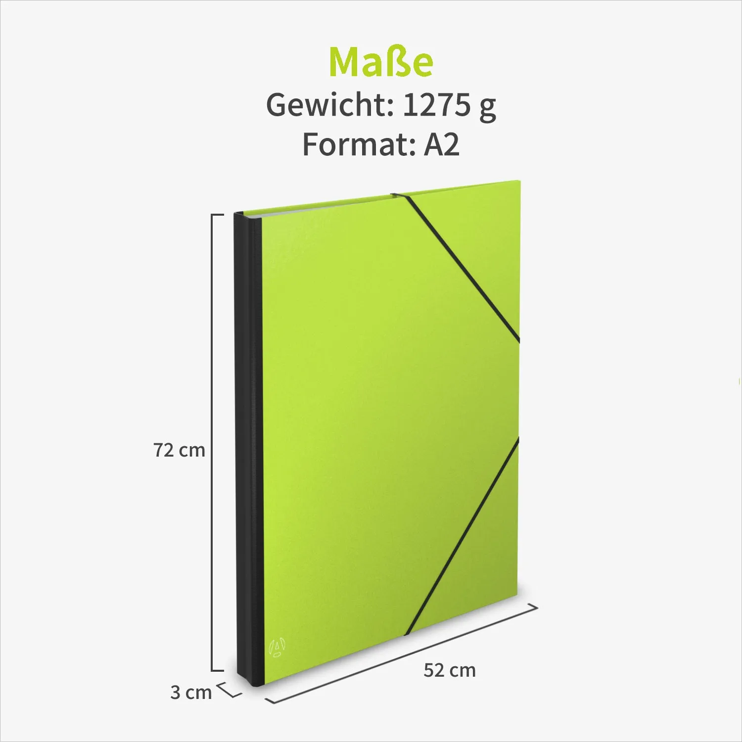 ACROPAQ Cartella Portadisegni A2 52x72 Verde Menta Elastici