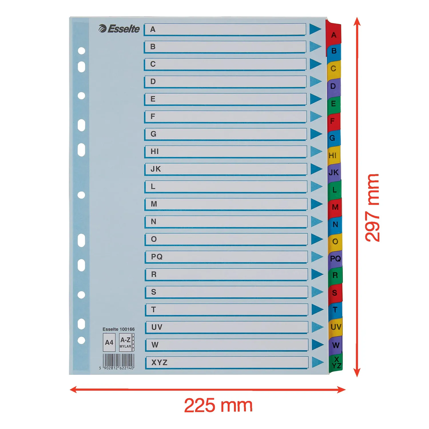 Esselte Mylar 100166 rubrica A-Z A4 multicolore