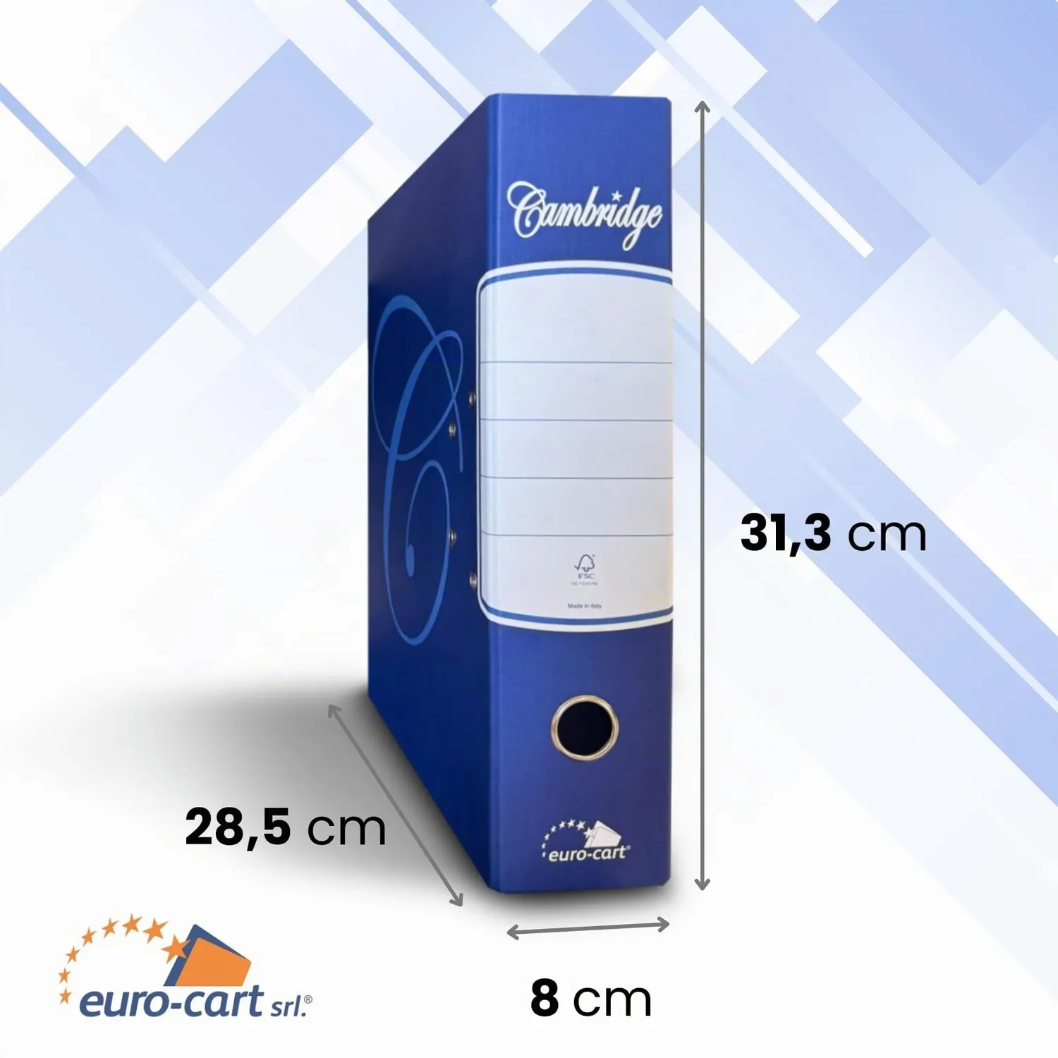 Euro Cart Registratore UNI 285x313 Raccoglitore A4 Blu 6 Pezzi