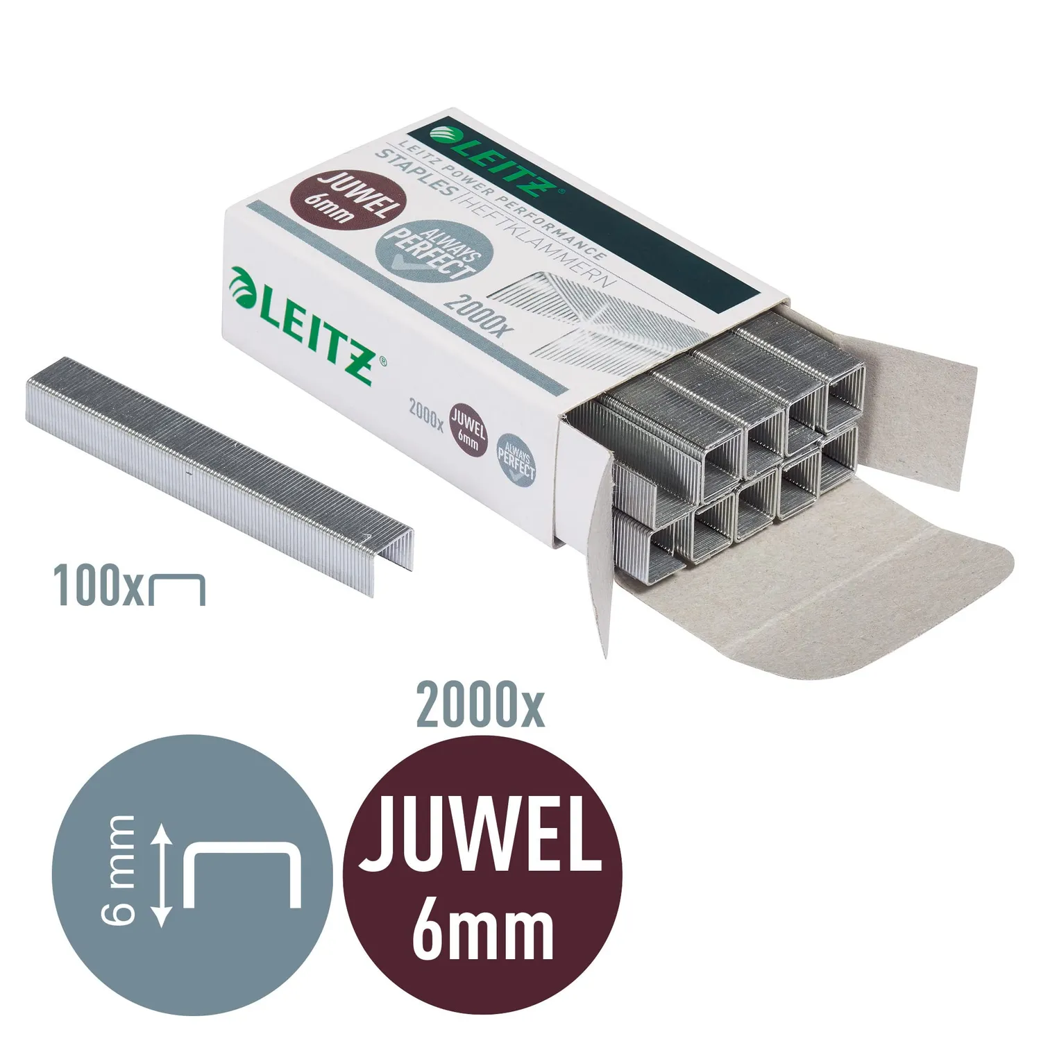 Leitz Juwel 56420000 punti metallici 6 mm zincati 2000 pezzi