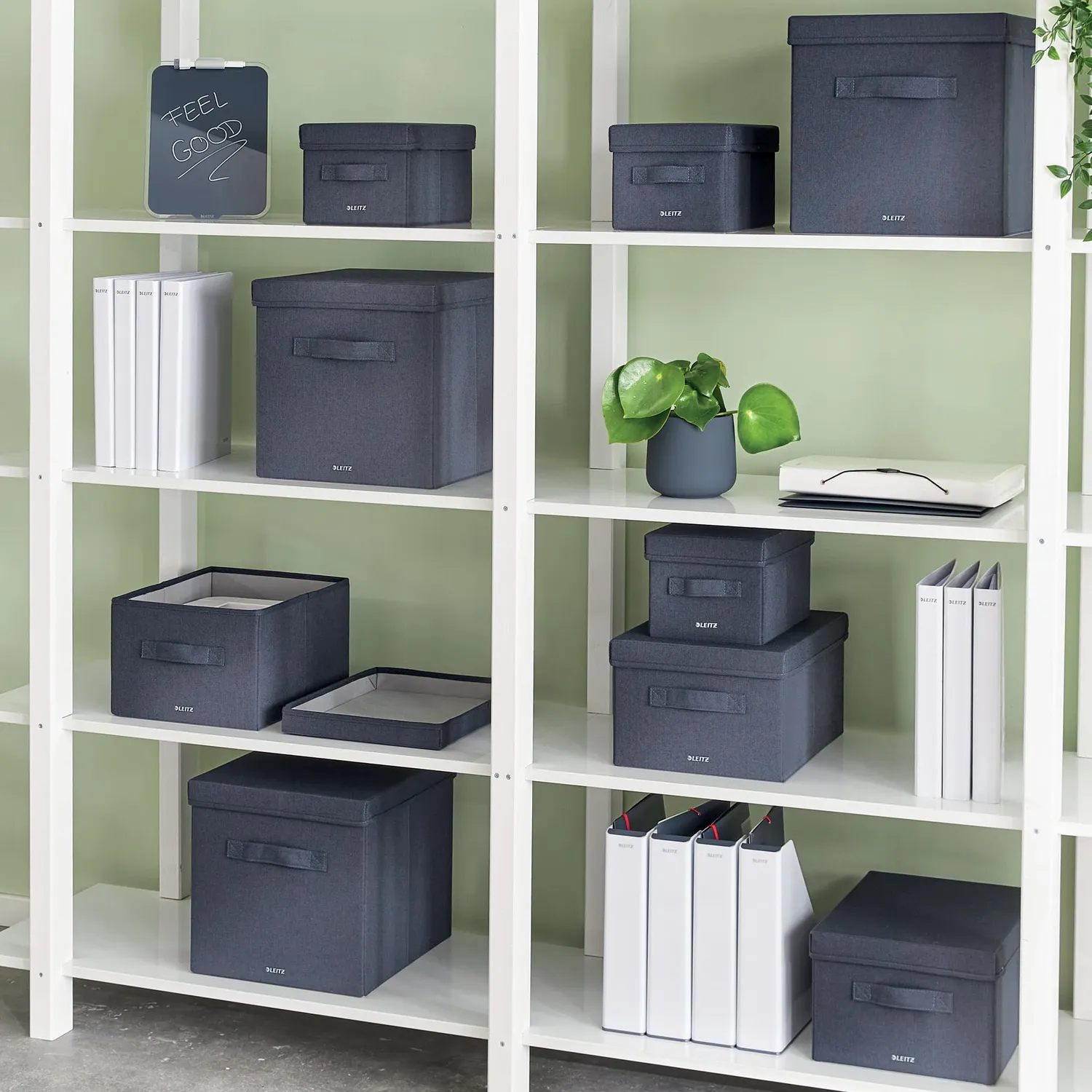 Leitz MyBox 61450089 scatole tessuto grigie set 2 con coperchio