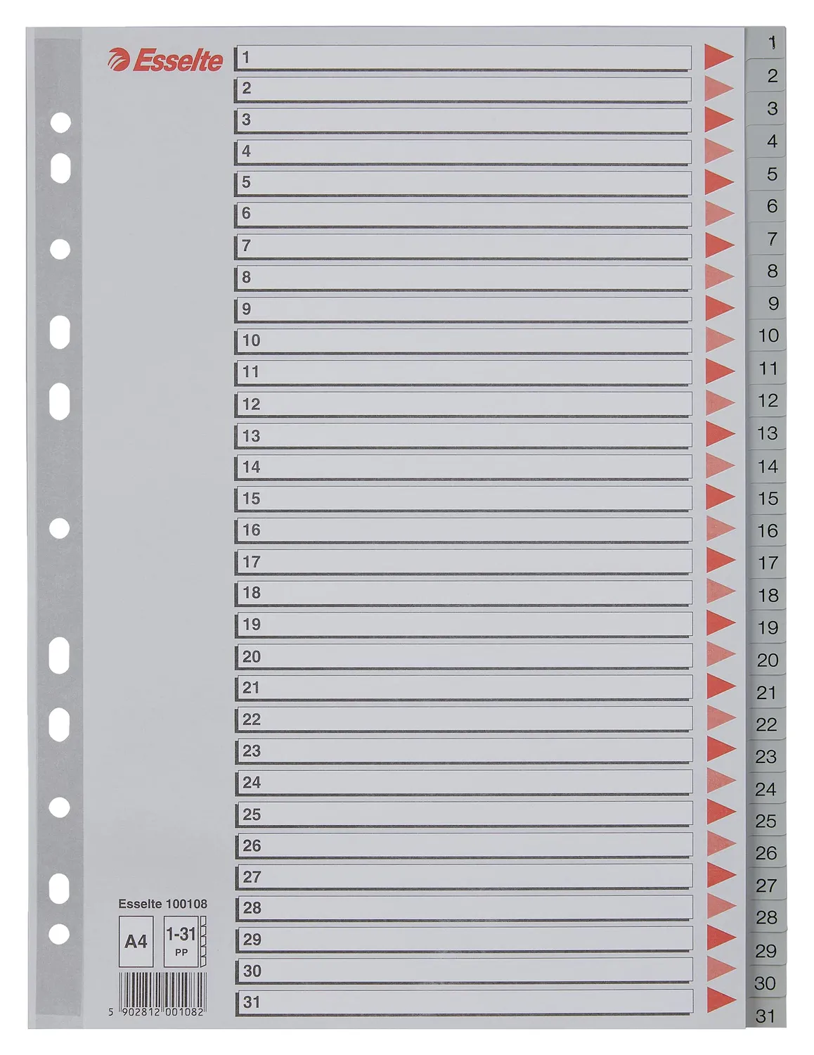 Oxford Esselte 100104 rubrica numerica 1-6 A4 grigio