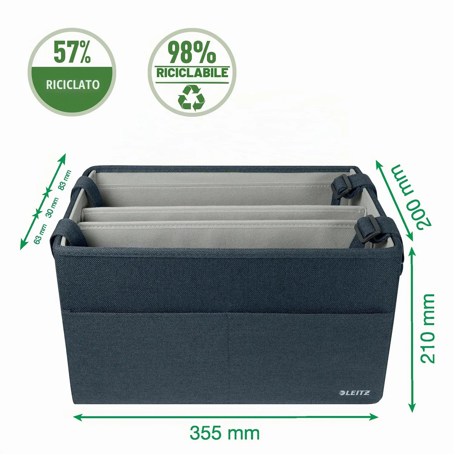 Leitz 65760089 borsa laptop 14" grigia compatta aperta