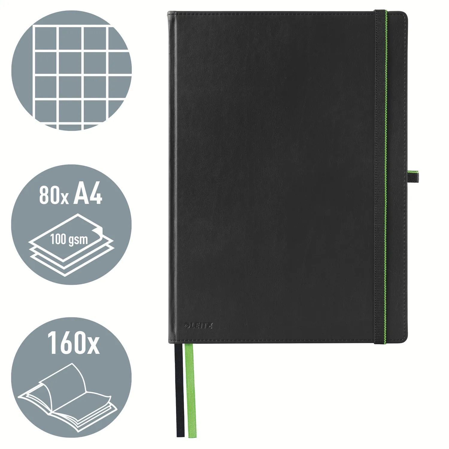 Leitz Complete 44710095 quaderno A4 quadretti nero 160 pagine