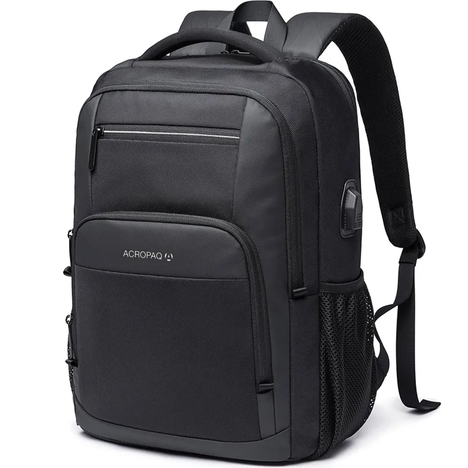 ACROPAQ Zaino Laptop 17 Pollici USB Impermeabile Nero