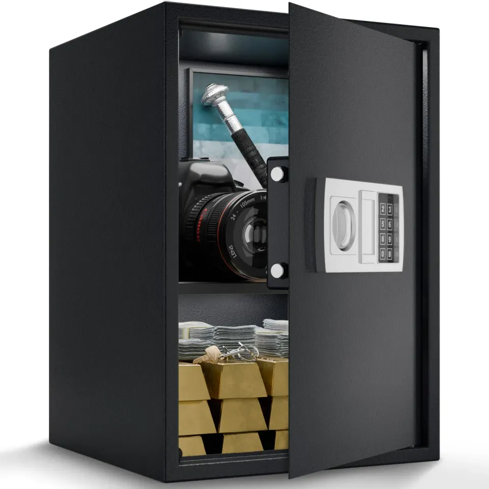 ACROPAQ cassaforte elettronica PIN+chiave grigio scuro