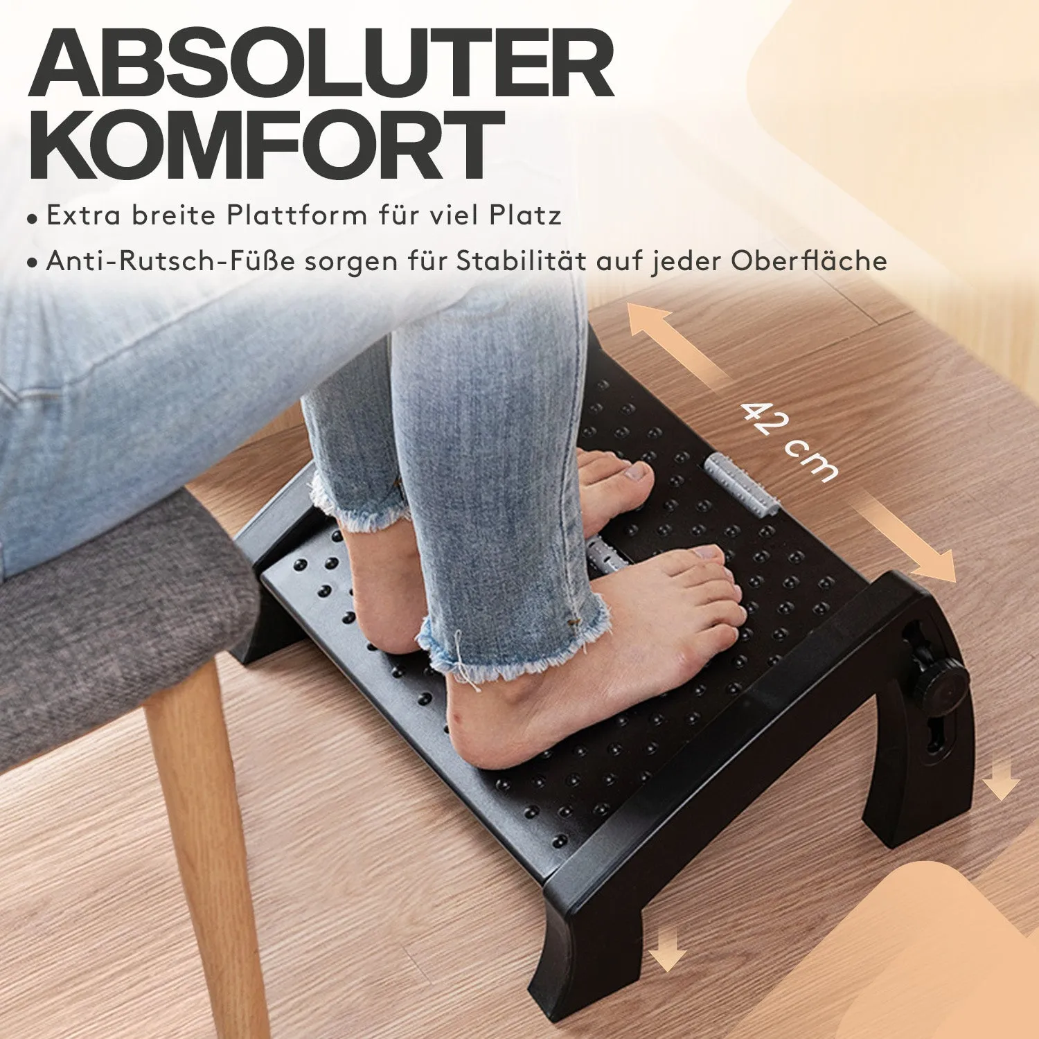 ACROPAQ poggiapiedi ergonomico massaggiante nero regolabile