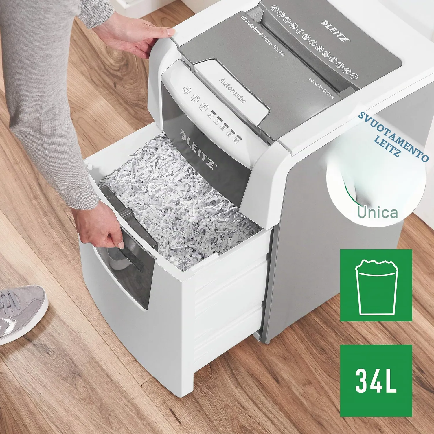 Leitz Ergo WOW 80110000 distruggidocumenti 100 fogli P-4