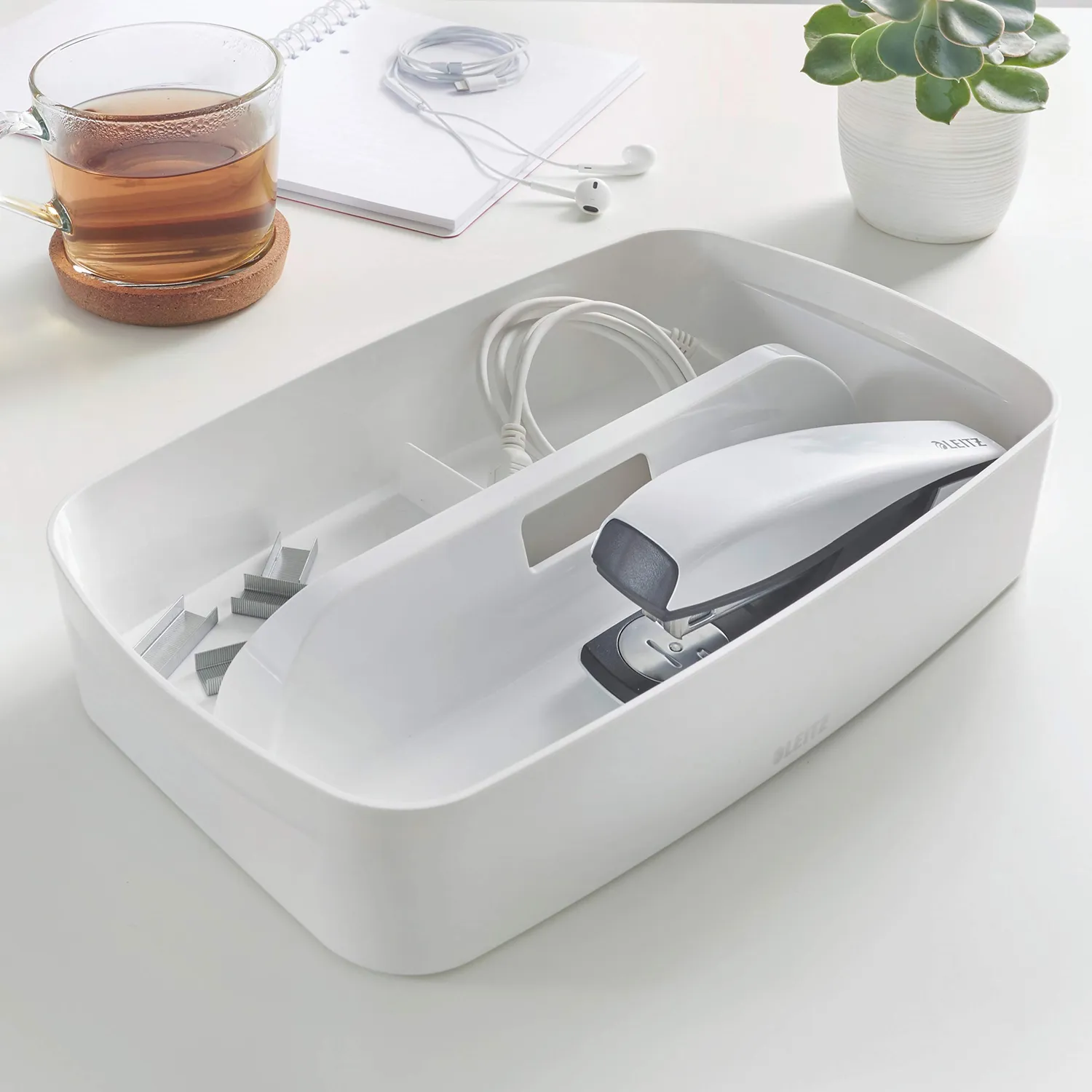 Leitz MyBox contenitore bianco grande con manico coperchio