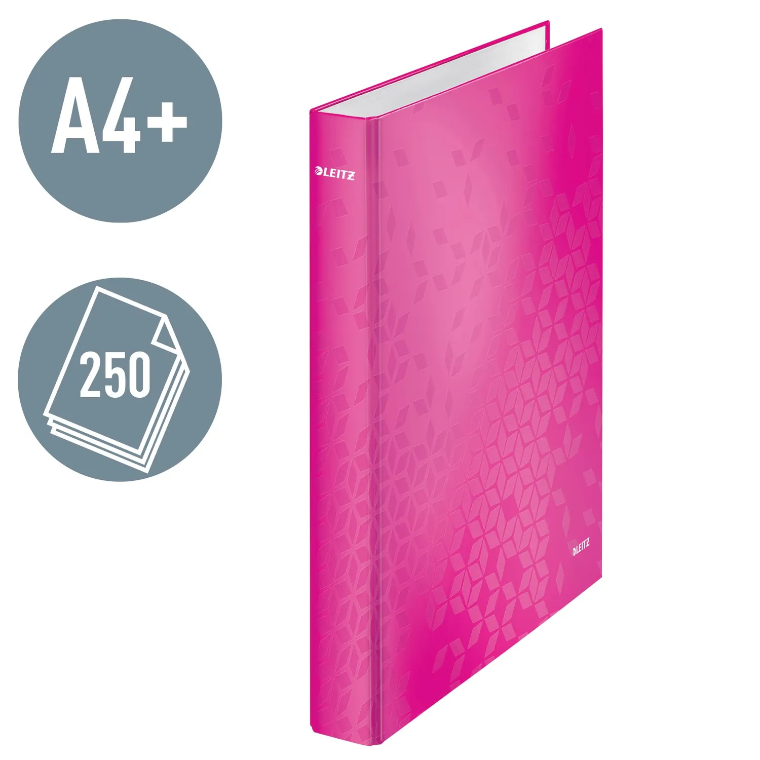 Leitz WOW 42410023 Raccoglitore 2 Anelli Rosa A4