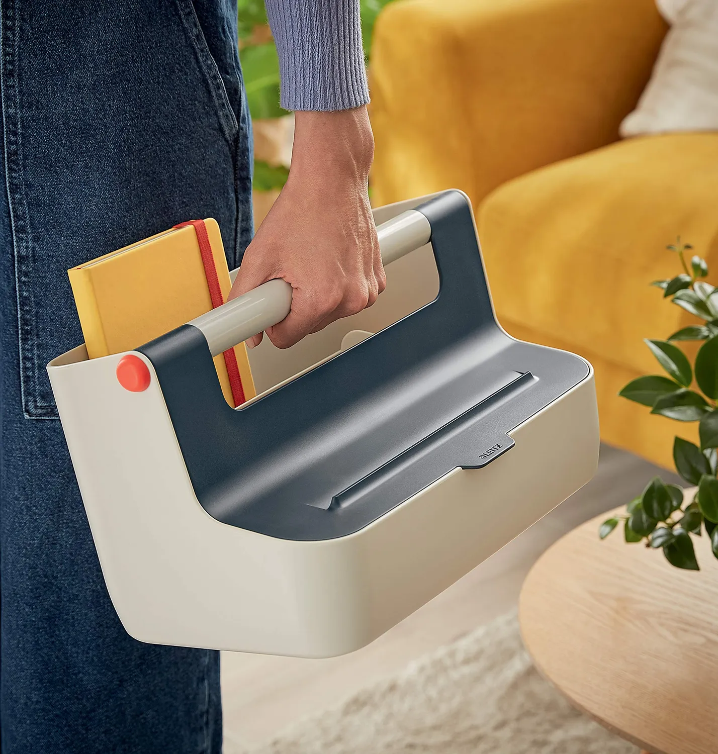 Leitz Cosy cassetta portaoggetti maniglia grigio velluto A4