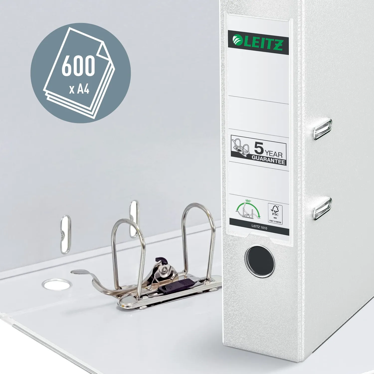 Leitz 180° 10105001 raccoglitore a leva bianco dorso 8,2 cm