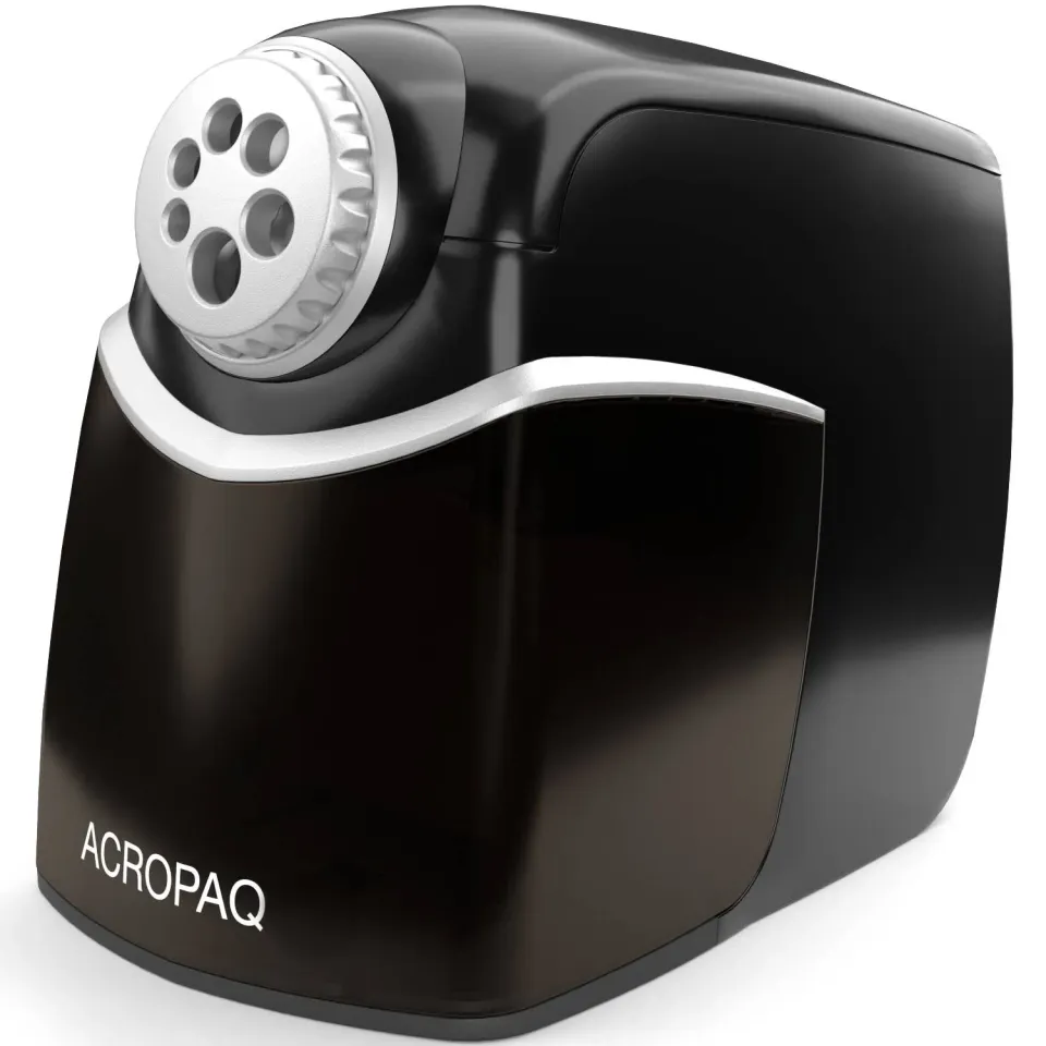 ACROPAQ Temperino Elettrico Nero 6 Fori Matite Spesse Sottili