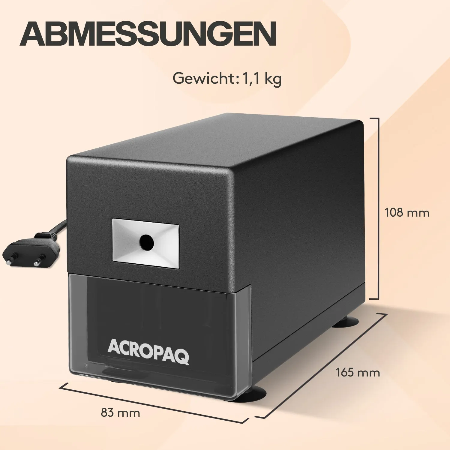 ACROPAQ Temperamatite Elettrico Grigio Scuro Automatico
