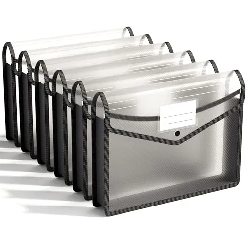 ABClife Cartelle Portadocumenti Espandibili A4 Nero 6 Pezzi con Bottone
