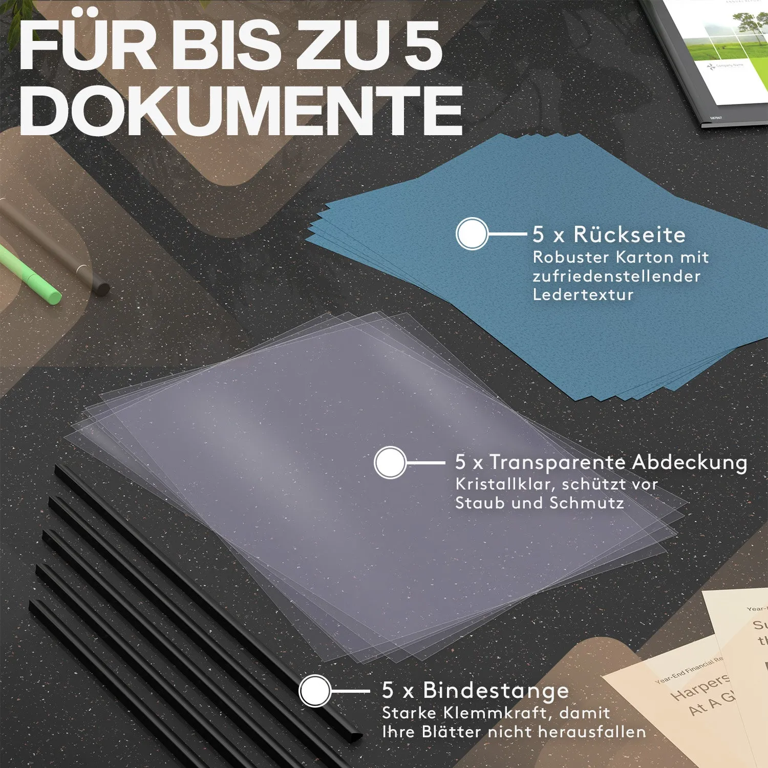 Acropaq set rilegatura A4 5 pezzi fino 60 fogli barra