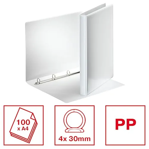 Esselte Essentials Panorama 49700 raccoglitore 4 anelli bianco 3 cm