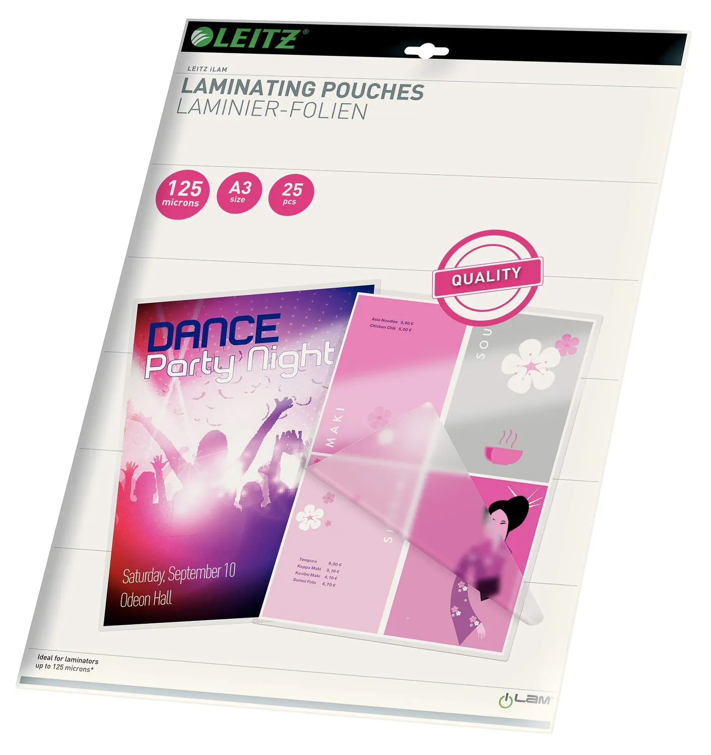 Leitz Pouch Plastificazione 60x90 125 Micron 100 Pezzi