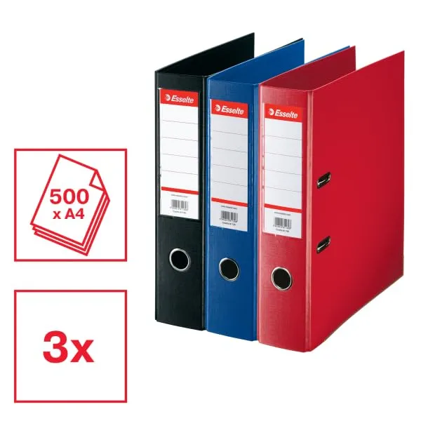 Esselte D75 Essentials Raccoglitori A4 Assortiti 3 Pezzi 500 Fogli