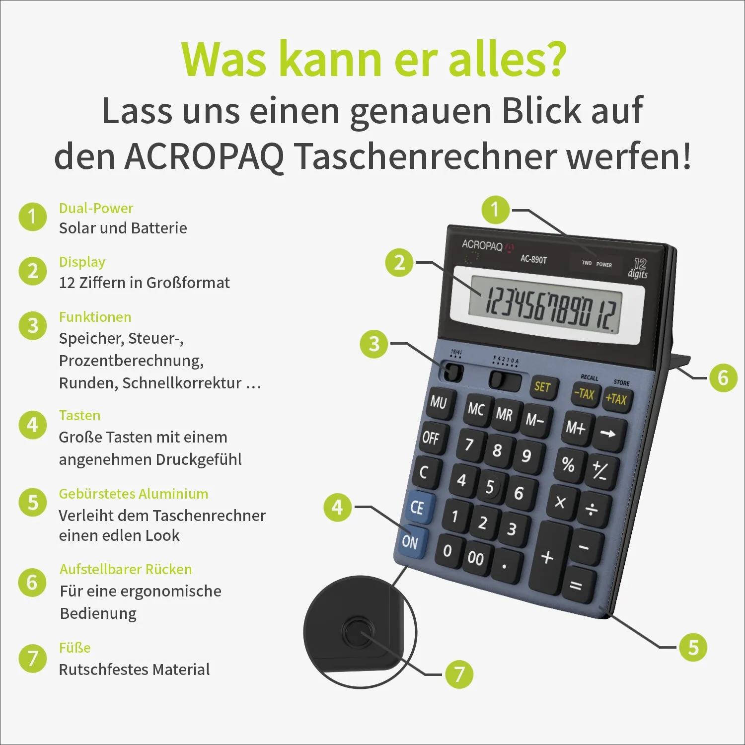 ACROPAQ Calcolatrice grande 12 cifre display XL