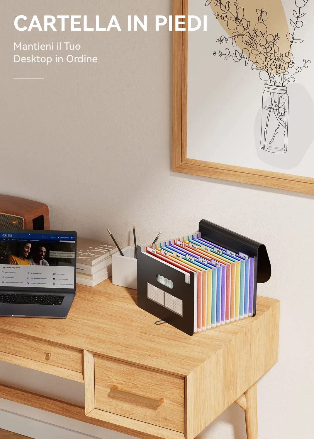 ABClife cartella portadocumenti A4 fisarmonica 12 tasche nero