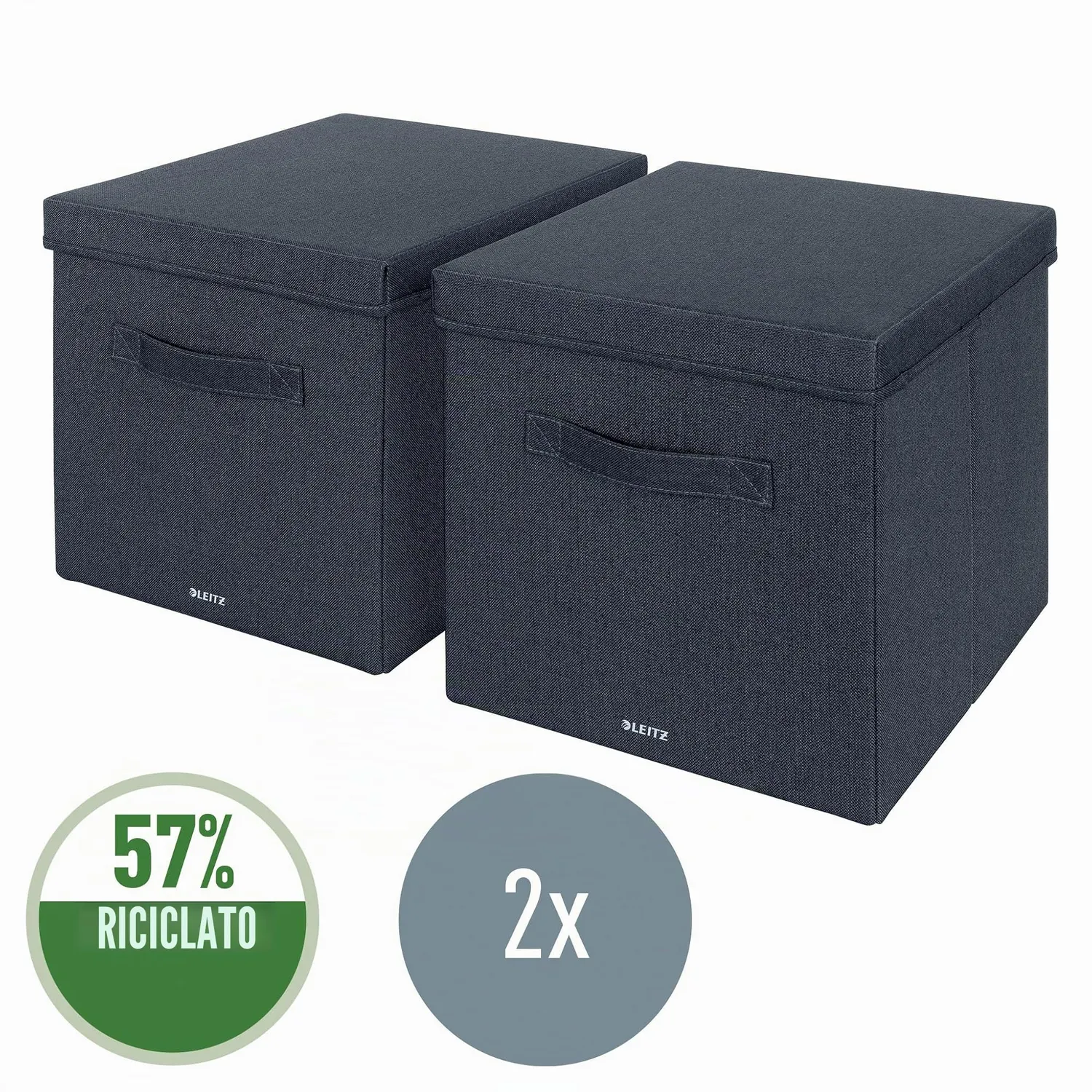 Leitz MyBox 61450089 scatole tessuto grigie set 2 con coperchio