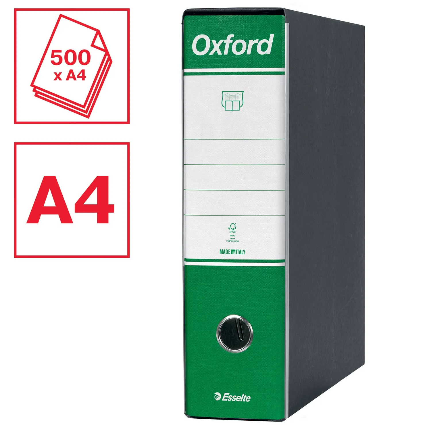 Oxford G83 390783180 registratore verde dorso 8 cm