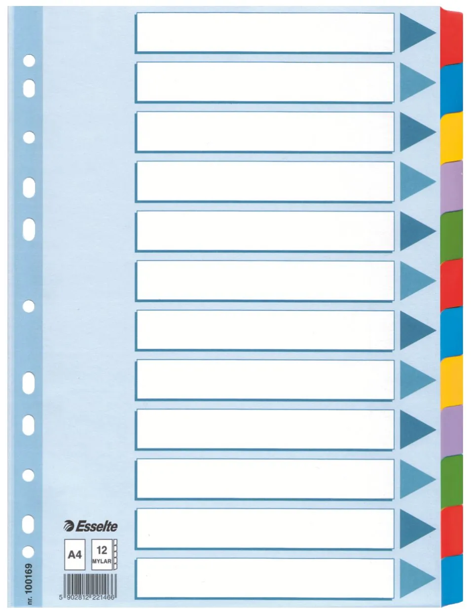Esselte Divisori 100202 12 Tasti A4 Multicolore 10 pezzi