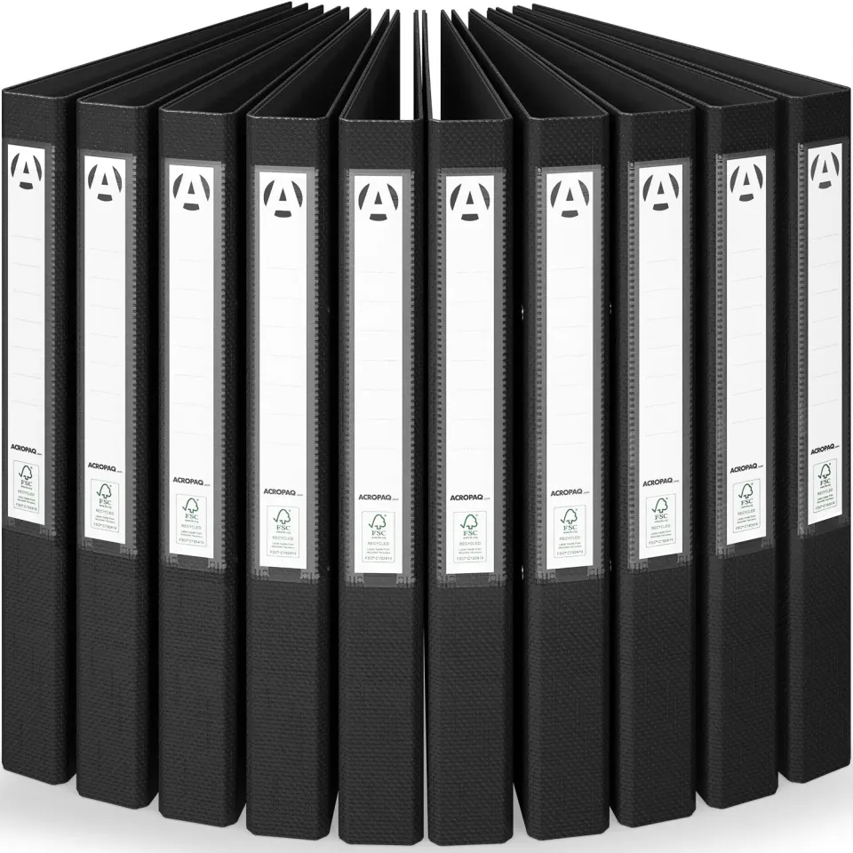 ACROPAQ Raccoglitori ad anelli A4 2 anelli 42 mm nero 10 pz