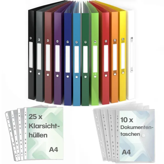 ACROPAQ Raccoglitori A4 Set 12 Pezzi 2 Anelli Colorati