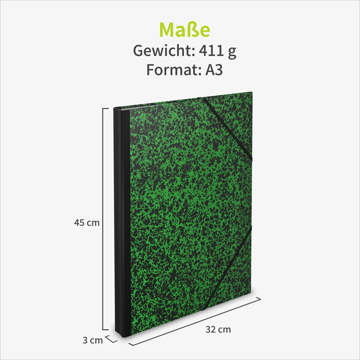 Acropaq Cartella Portadisegni A3 32x45 cm Elastici Verde
