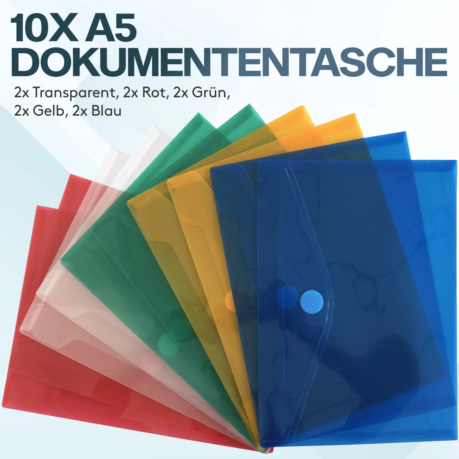 ACROPAQ Portadocumenti Busta A5 con Velcro 10 Pezzi Colorati