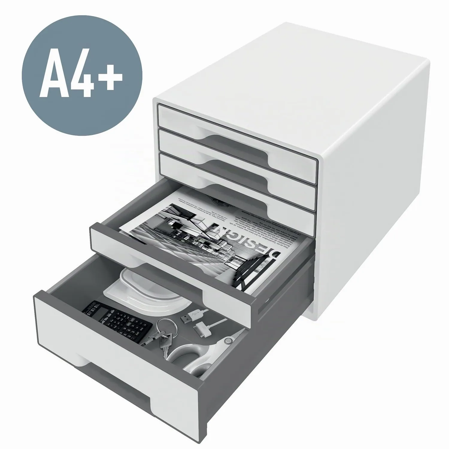 Leitz Ergo WOW Cube Cassettiera 5 Cassetti Grigio A4
