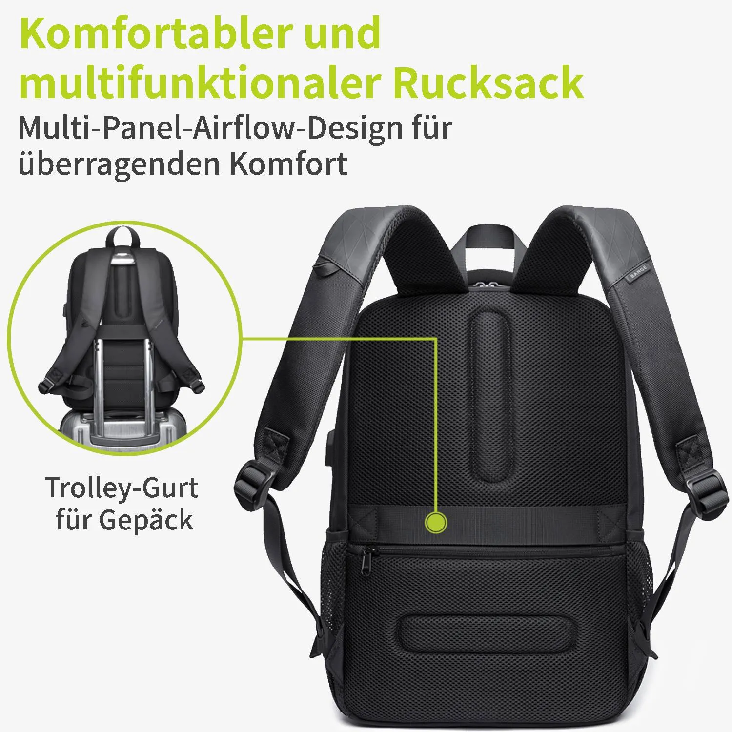 ACROPAQ Zaino laptop 17" impermeabile USB nero